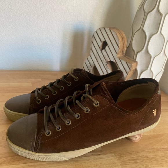 Frye Chambers Mens Low Top Suede Sneakers Brown Leather Cap-Toe Lace Up Size 11 - Picture 4 of 16